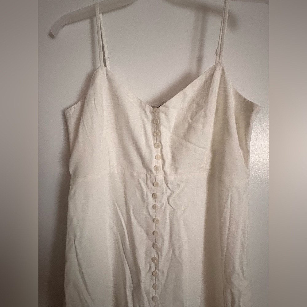 Ivory Spaghetti-Strap Button-Front Midi Dress NWT - image 3
